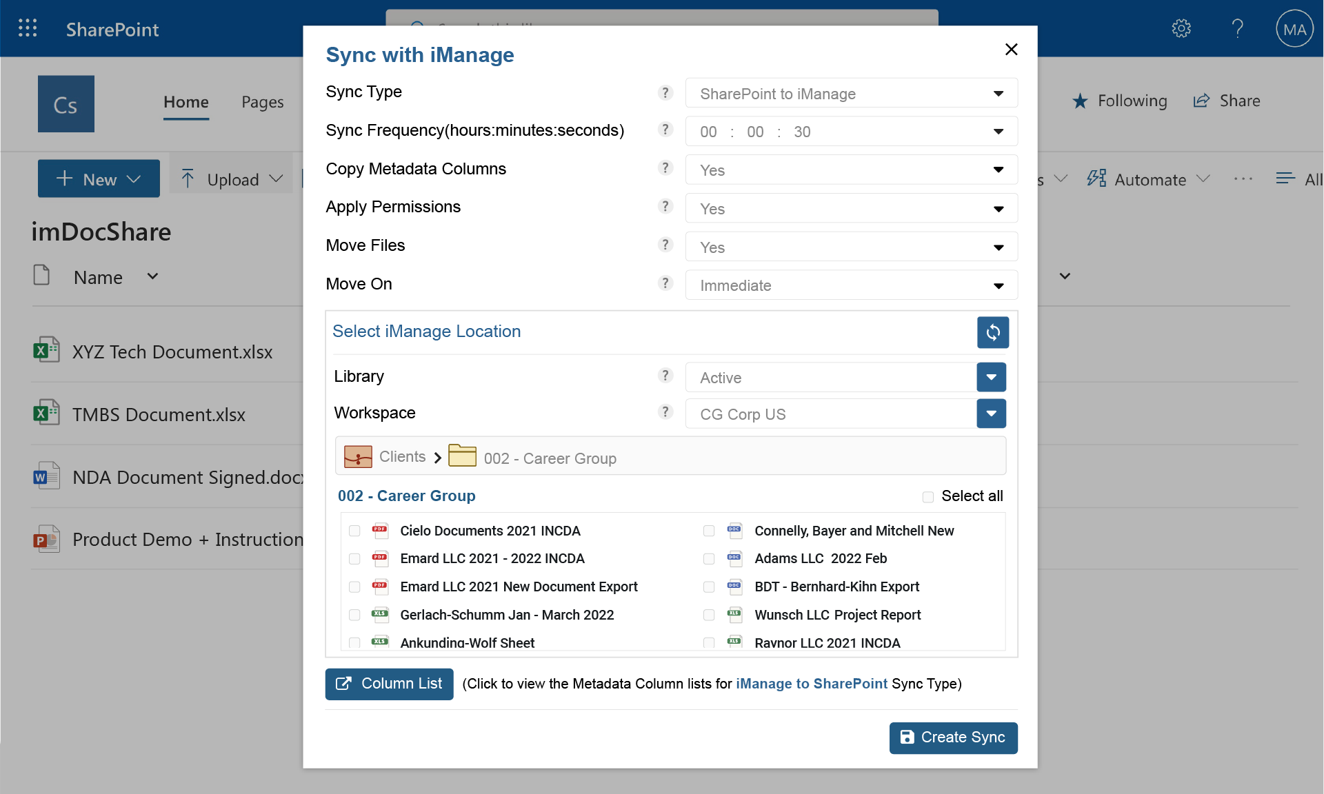 imDocShare-sync-schedule-SharePoint